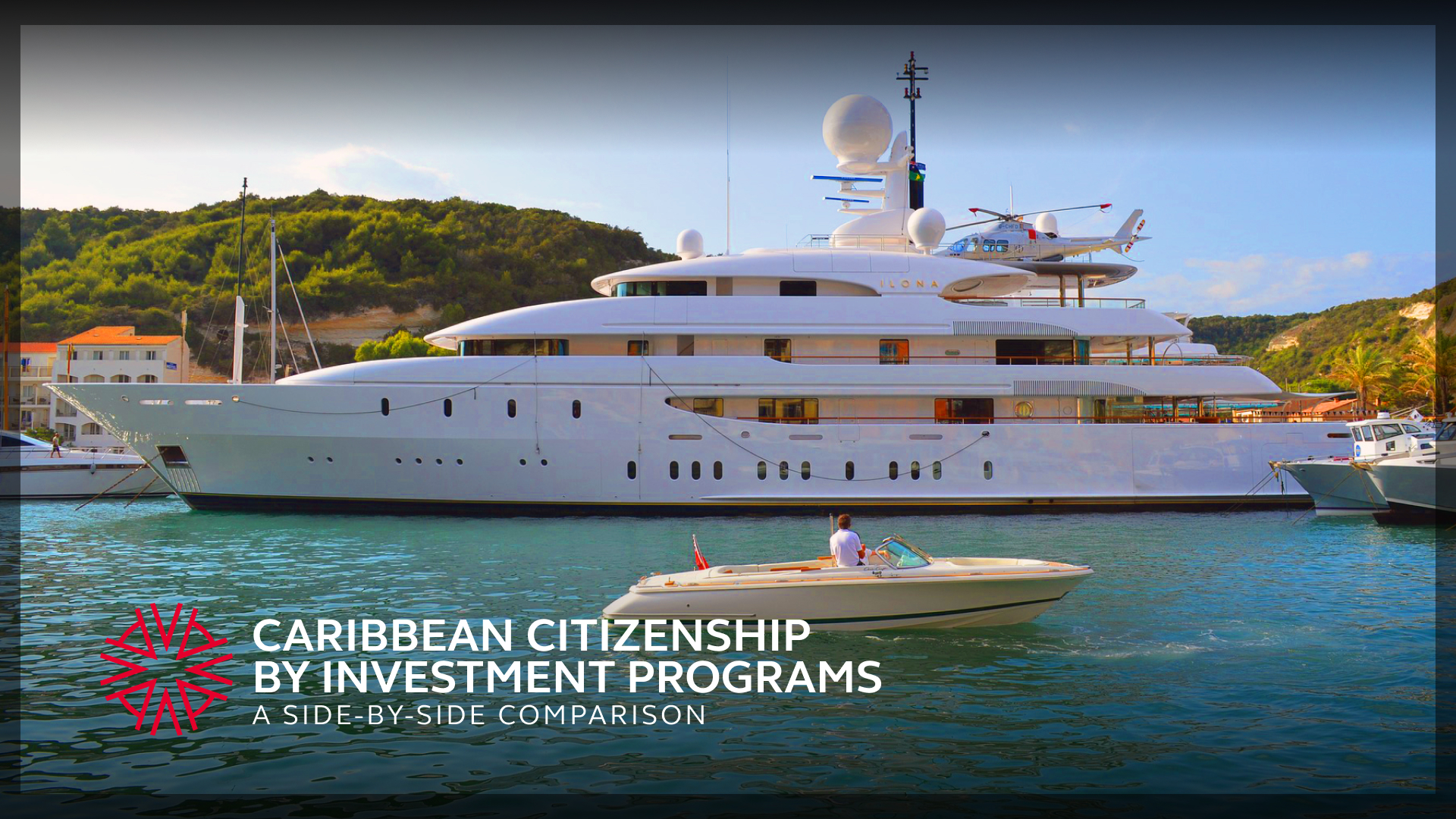 The comparison of a yacht next to a superyacht as a symbol of the differences between the Caribbean citizenship by investment programs